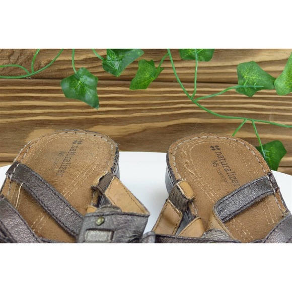 Naturalizer Sz 9.5 M Brown Slide Leather Women Sandals Leanna - Picture 3 of 8